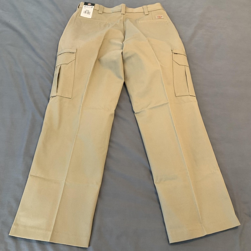 Dickies Cargo Pants Mens 34x30 Beige Cotton Straight Leg Workwear‎ Uniform - Picture 4 of 7